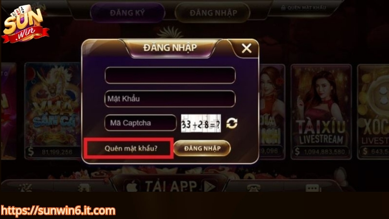 Hướng dẫn lấy lại mật khẩu Sunwin chi tiết